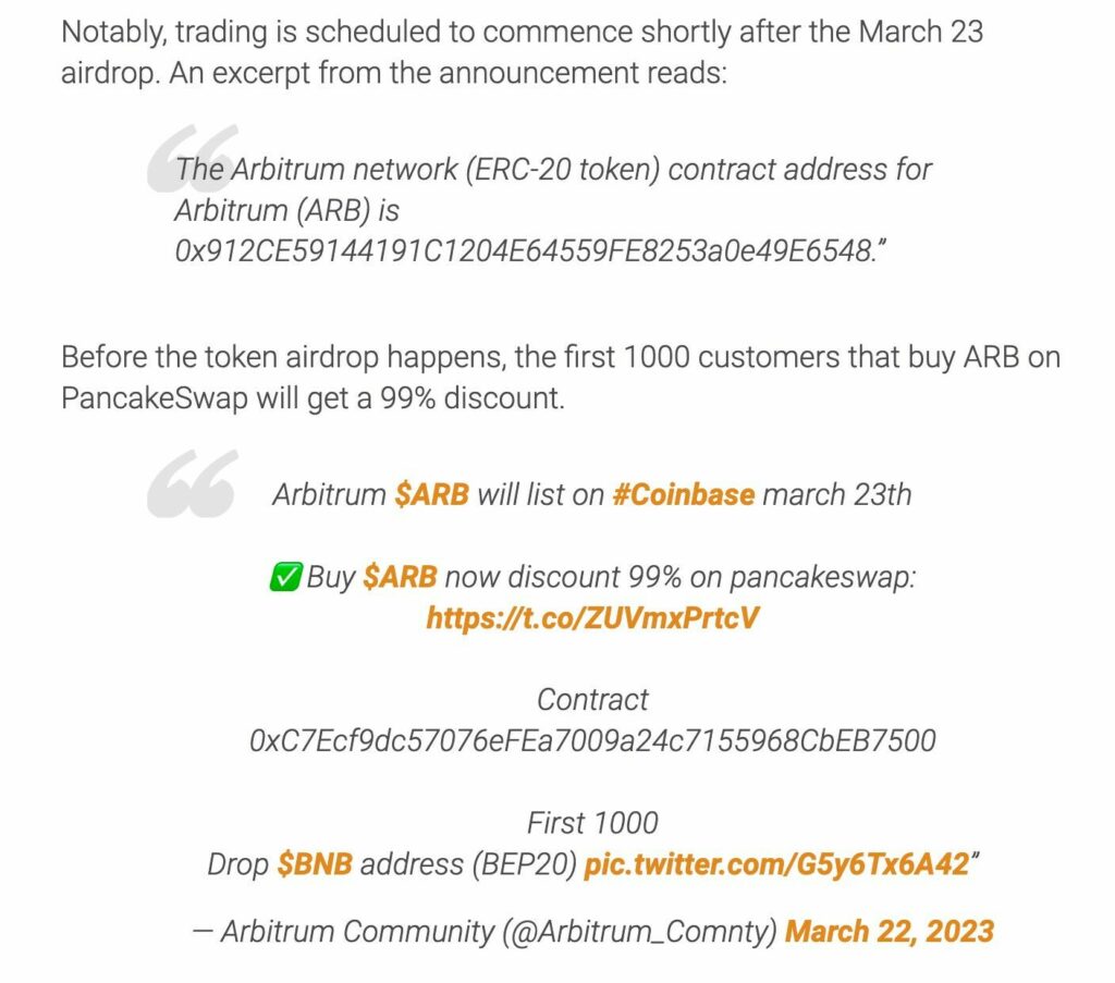 CRYPTONEWSBYTES.COM ARBITRUM-FAKE-TWITTER-1024x903 Alert/Beware - Arbitrum - Fxstreet.com has a Fake Arbitrum Addresses listed on the blog - Please read (Phishing Alert)  
