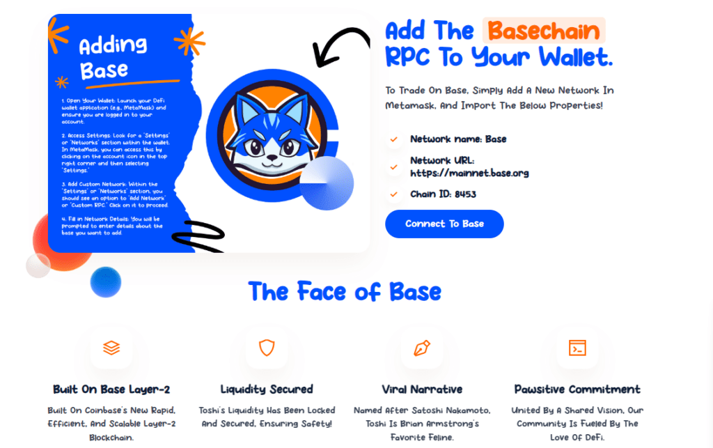 CRYPTONEWSBYTES.COM Base-Toshi-1024x643 From Pet Meme to Crypto Fame: Toshi Coin on Coinbase's Base Rise in the Meme Coin Universe  