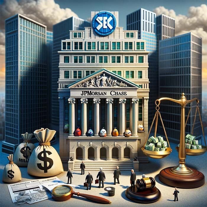 CRYPTONEWSBYTES.COM DALL·E-2024-01-22-21.06.43-A-symbolic-representation-of-the-JPMorgan-Chase-and-SEC-situation.-An-imposing-building-with-the-JPMorgan-Chase-logo-casts-a-shadow-over-small-figures JPMorgan Chase Faces $18 Million Penalty for Discouraging Whistleblowers and Coercing Confidentiality Agreements. Can Jamie Dimon still bad mouth Bitcoin?  