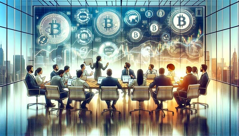 CRYPTONEWSBYTES.COM DALL·E-spot-Bitcoin-exchange-traded-funds-ETFs Firms Nearing Approval for Spot Bitcoin Exchange-Traded Funds  