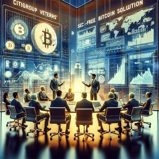 CRYPTONEWSBYTES.COM DALL·E-2024-01-04-20.43.02 Citigroup Veterans' SEC-Free Bitcoin Solution: Unveiling BTC Depositary Receipts for Institutional Investors  