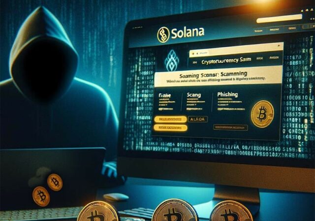 CRYPTONEWSBYTES.COM DALL·E-2024-01-15-20.47.07-A-conceptual-image-depicting-scamming-in-Solana-cryptocurrency.-The-image-shows-a-computer-screen-with-a-fake-Solana-website-open-displaying-deceitfu-640x450 $4 Million in Phishing Scams and Wallet Drainers in the Solana Blockchain  