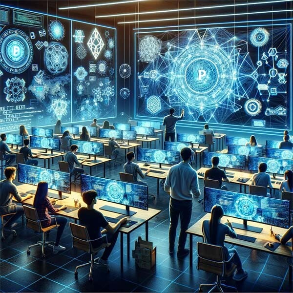 CRYPTONEWSBYTES.COM DALL·E-2024-01-25-22.41.38-Imagine-a-futuristic-classroom-with-students-from-diverse-backgrounds-and-an-expert-instructor-all-deeply-engaged-in-learning.-The-room-is-filled-wit The Polkadot Blockchain Academy: Empowers Web3 Innovators  