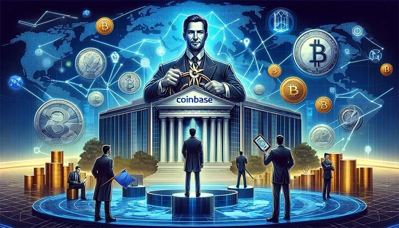 CRYPTONEWSBYTES.COM DALL·E-2024-01-31-20.59.15-The-image-illustrates-Coinbase-Global-Inc.s-strategic-expansion-in-the-cryptocurrency-exchange-sector.-In-the-center-theres-a-large-modern-buildin Coinbase's Strategic Expansion: George Osborne Joins Advisory Council to Tackle Regulatory Challenges  