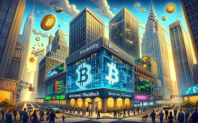 CRYPTONEWSBYTES.COM DALL·E-A-bustling-financial-landscape-representing-the-dynamic-U.S.-spot-Bitcoin-Exchange-Traded-Funds-ETFs-market.-In-the-foreground-640x400 Surging Demand for U.S. Bitcoin ETFs Drives $1.2 Billion in Net Flows, Impacting Bitcoin's Price  
