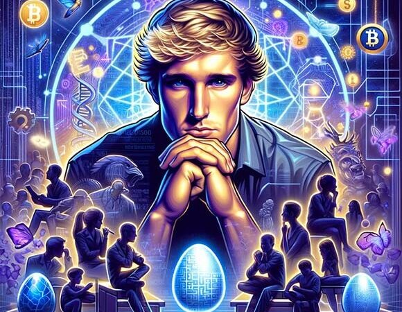 CRYPTONEWSBYTES.COM DALL·E-A-stylized-representation-of-a-contemplative-or-apologetic-male-figure-symbolizing-Logan-Paul-at-the-center-of-the-image-580x450 Logan Paul's CryptoZoo: The Tumultuous Journey of an Ambitious NFT Gaming Project  