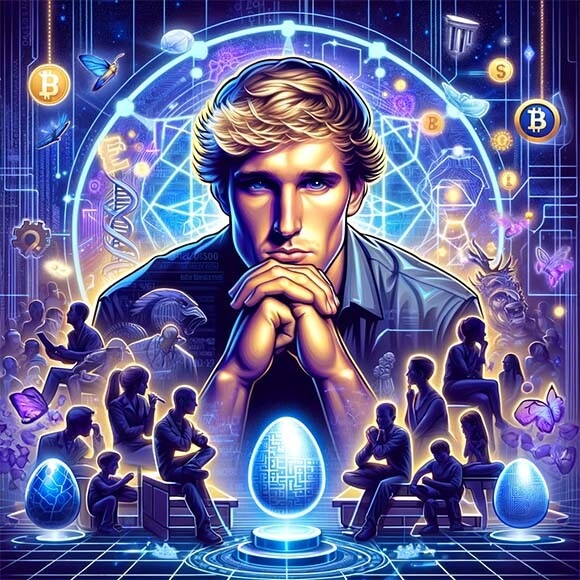 CRYPTONEWSBYTES.COM DALL·E-A-stylized-representation-of-a-contemplative-or-apologetic-male-figure-symbolizing-Logan-Paul-at-the-center-of-the-image Logan Paul's CryptoZoo: The Tumultuous Journey of an Ambitious NFT Gaming Project  
