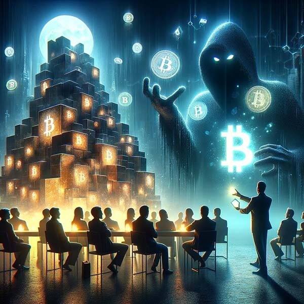 CRYPTONEWSBYTES.COM DALL·E-2024-02-03-14.17.53-Create-an-image-that-encapsulates-the-essence-of-a-cautionary-tale-within-the-world-of-cryptocurrency-investments-focusing-on-the-dramatic-story-of Founder of American Bitcoin Academy Allegedly Scams Students Out of $1 Million in Fake Hedge Fund Scheme  