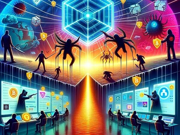 CRYPTONEWSBYTES.COM DALL·E-2024-02-13-21.33.47-Imagine-a-vivid-and-dynamic-illustration-that-captures-the-essence-of-the-battle-between-good-and-evil-within-the-Web3-space.-In-the-foreground-600x450 Inferno: The Nefarious Wallet-Draining Group's $80 Million Exploits in Web3  