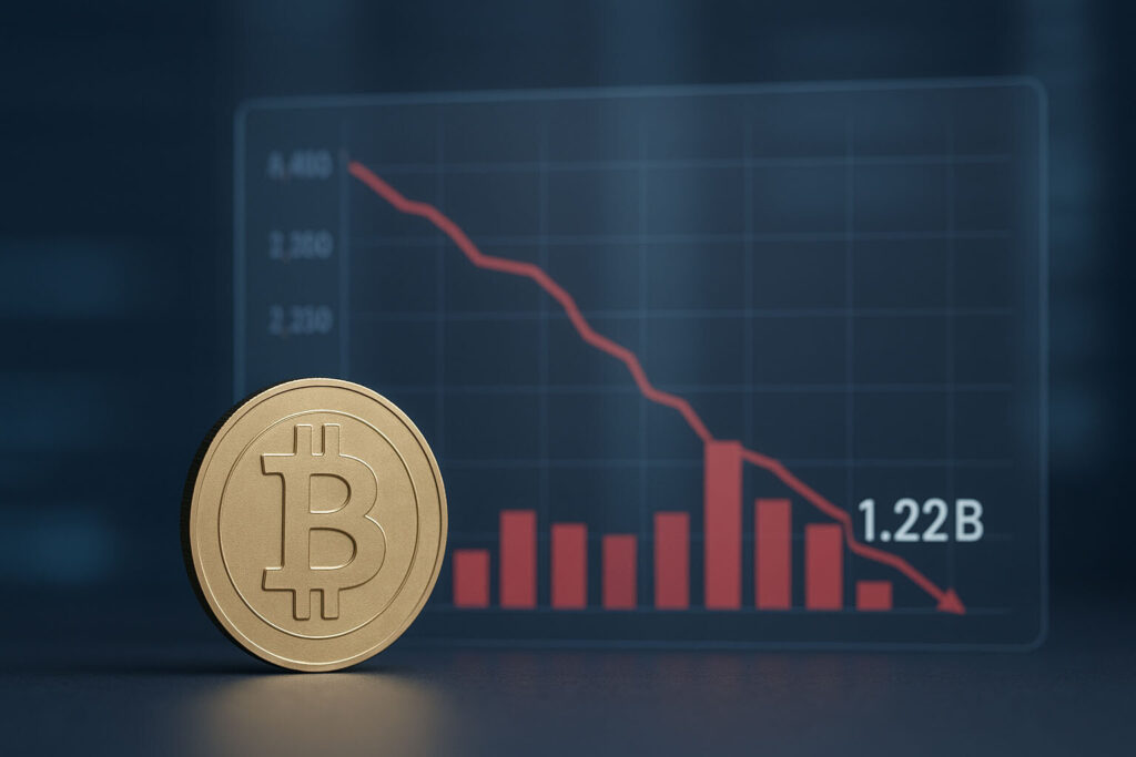 CRYPTONEWSBYTES.COM Bitcoin-spot-ETFs-outflows-reach-1.22B-third-highest-week-1024x683 Bitcoin spot ETFs outflows reach $1.22B third highest week  