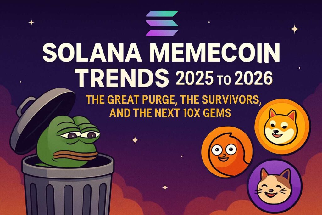 CRYPTONEWSBYTES.COM Solana-Memecoin-Trends-2026-1024x683 Solana Memecoin Trends 2025 to 2026: The Great Purge, the Survivors, and the Next 10x Gems  