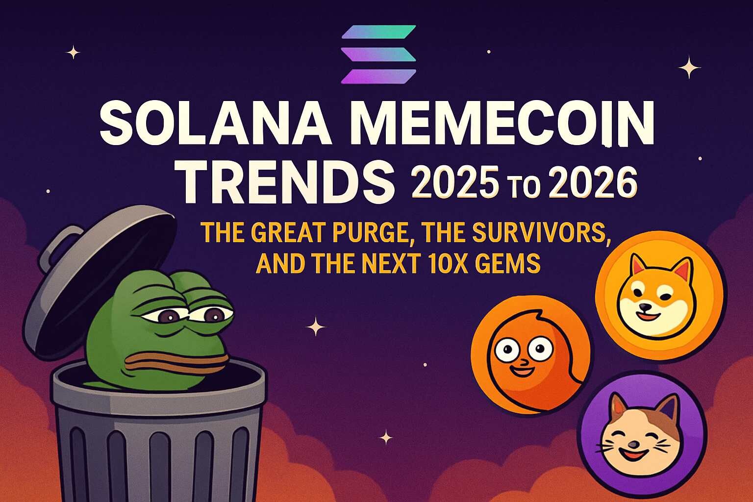 CRYPTONEWSBYTES.COM Solana-Memecoin-Trends-2026 Solana Memecoin Trends 2025 to 2026: The Great Purge, the Survivors, and the Next 10x Gems  