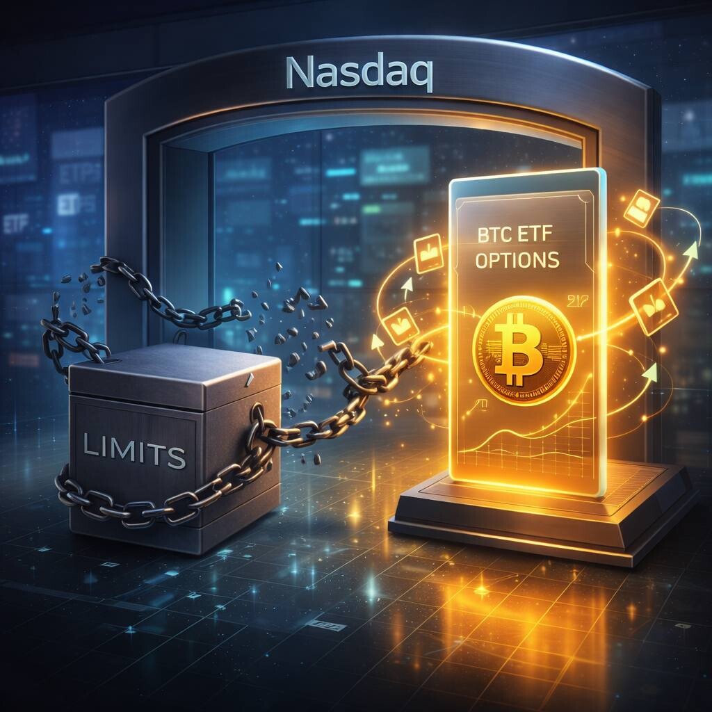 CRYPTONEWSBYTES.COM Do-nasdaq-bitcoin-etf-options-position-limits-change-market-risk Do NASDAQ Bitcoin ETF options position limits change market risk  