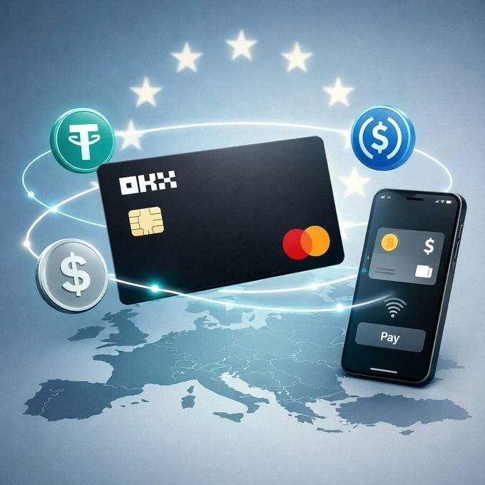CRYPTONEWSBYTES.COM G_w_zixXEAAdzlt OKX stablecoin debit card launches for European payments  