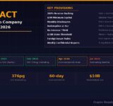 GENIUS Act crypto regulation 2026 infographic showing 8 key provisions including 100% reserve backing, $5M minimum capital, no interest or yield, and $10B state threshold, plus critical timeline from July 2025 signing through January 2027 effective date