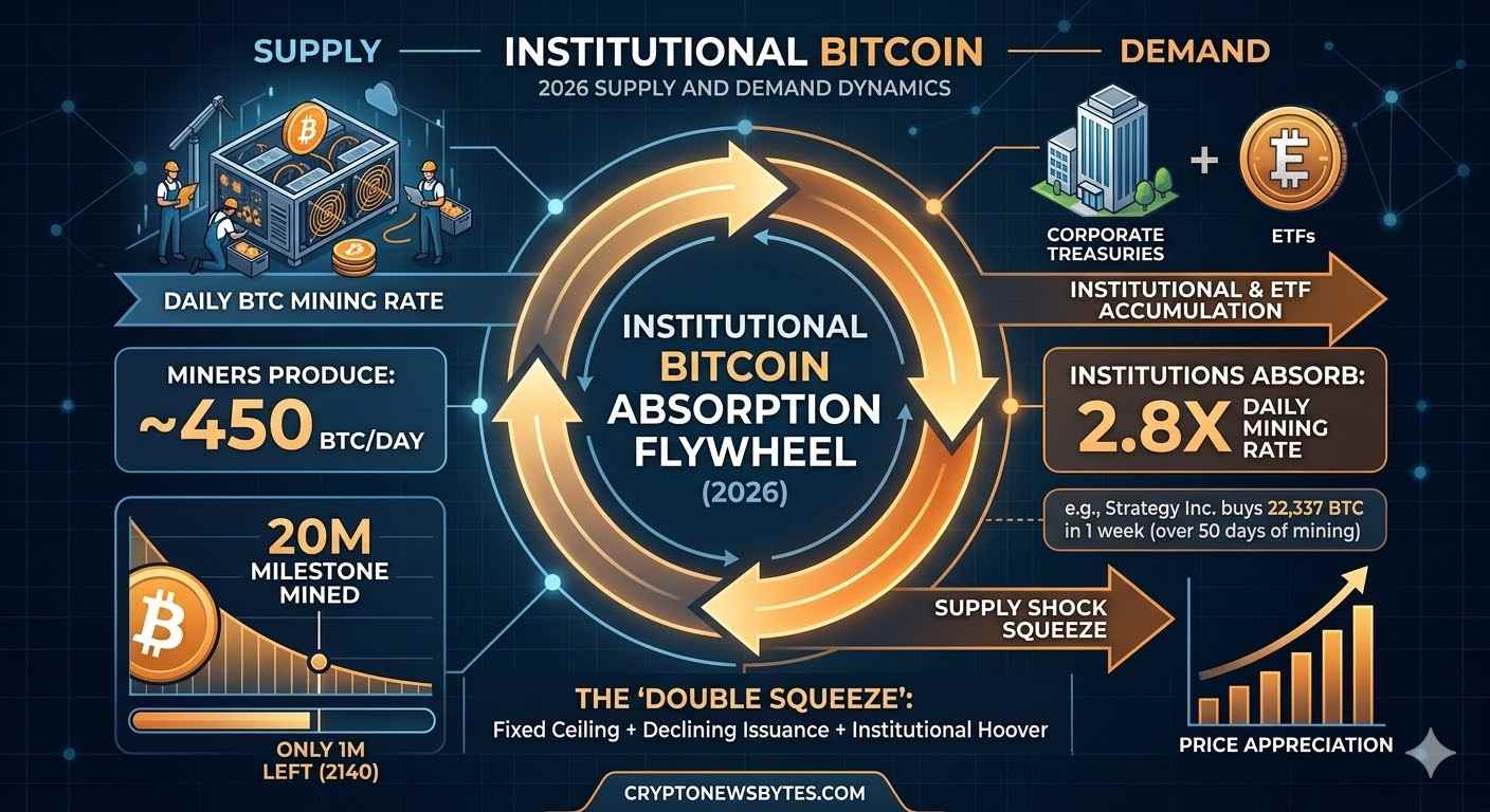 Bitcoin 20 million mined milestone March 2026 . final million supply scarcity