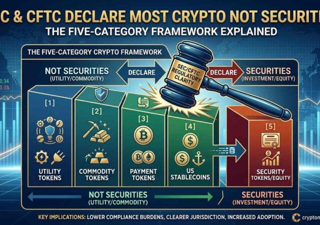 SEC and CFTC Declare Most Crypto Not Securities: The Five-Category Framework Explained