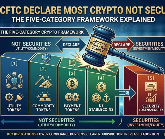 SEC and CFTC Declare Most Crypto Not Securities: The Five-Category Framework Explained