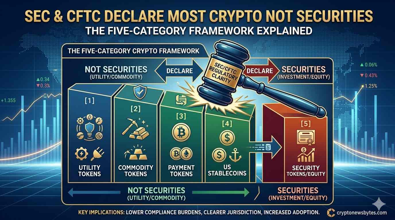SEC and CFTC Declare Most Crypto Not Securities: The Five-Category Framework Explained