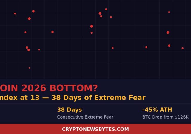 Bitcoin 2026 bottom analysis Fear and Greed Index at 13 extreme fear 38 consecutive days BTC price $69K