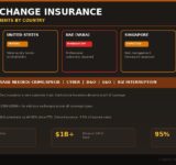 Crypto exchange insurance requirements by country in 2026 showing five jurisdiction cards for EU MiCA marked as equivalent requirement United States marked partial with surety bonds UAE VARA marked mandatory Singapore marked expected and Hong Kong marked mandatory plus statistics showing 3.1 billion dollars in H1 2025 crypto losses 255 million dollar maximum Japan reserve requirement 1 billion dollar plus Binance SAFU fund and 8 plus jurisdictions with requirements