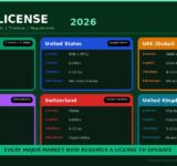 How to get a crypto license in 2026 country by country guide showing EU MiCA CASP United States MSB UAE Dubai VARA Singapore MAS Switzerland FINMA and United Kingdom FCA with capital requirements timelines and key advantages compared