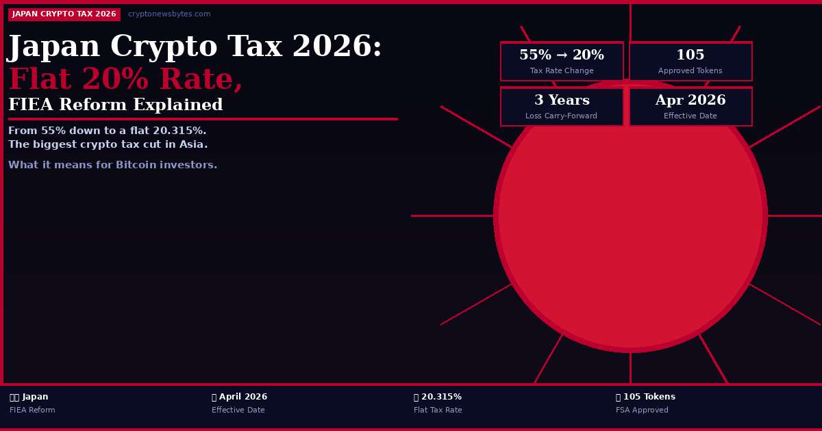 Japan crypto tax 2026 FIEA reform flat 20 percent rate Bitcoin Ethereum FSA licensed exchanges guide