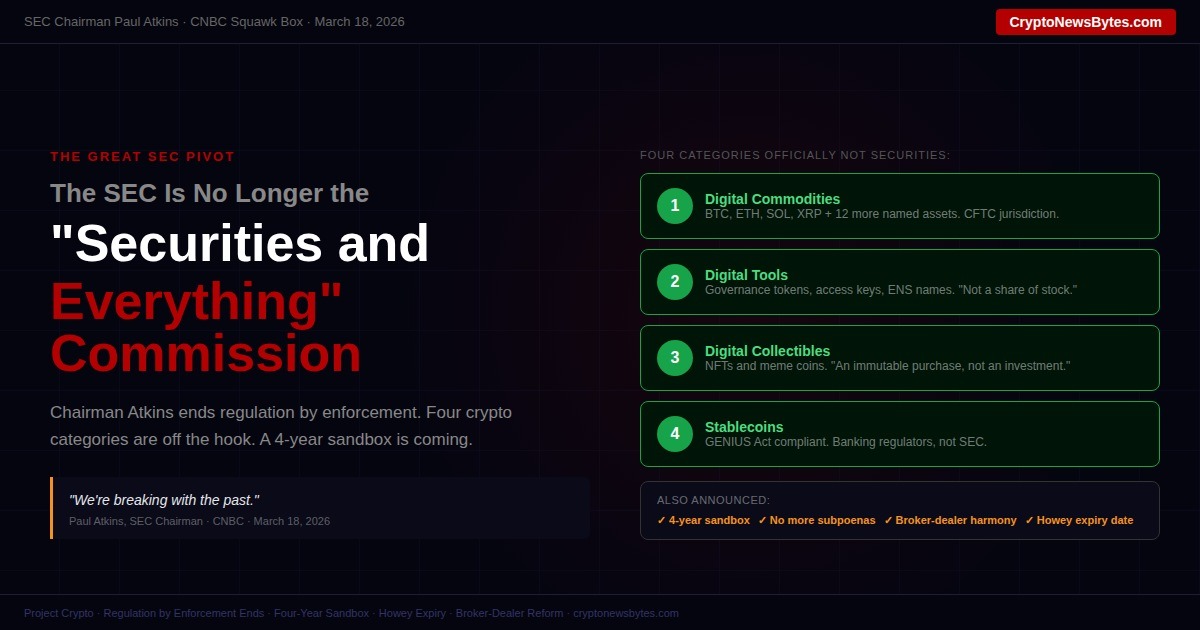 SEC Atkins Crypto Pivot 2026: The End of Regulation by Enforcement