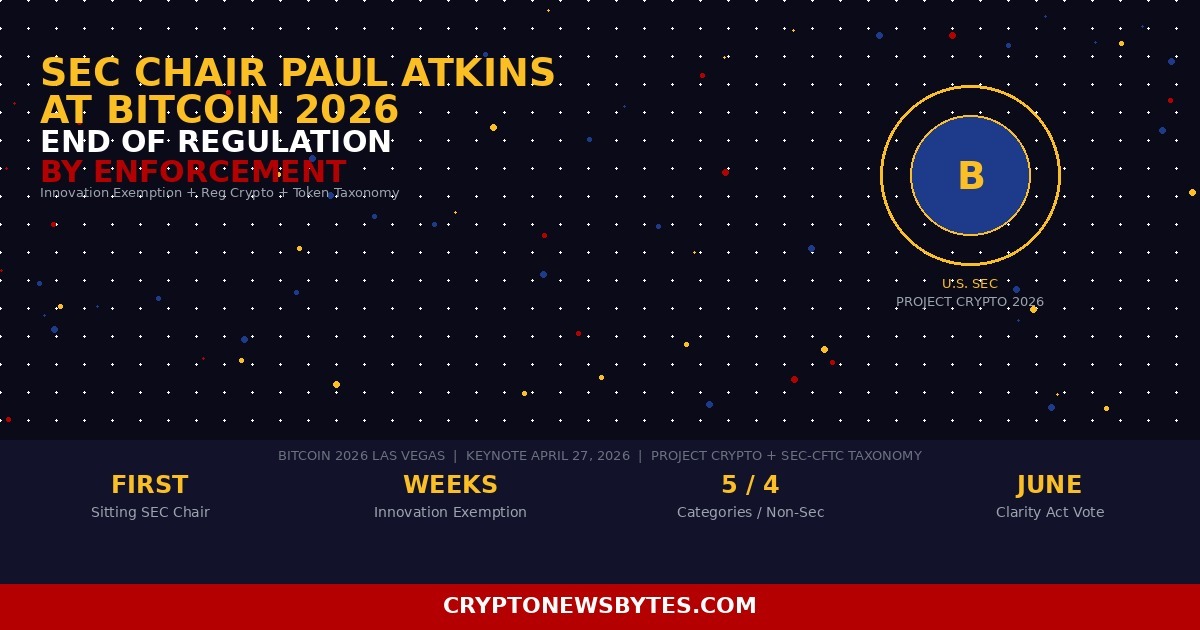 Sec Chairman Paul Atkins Bitcoin 2026 Las Vegas Keynote Announcing Innovation Exemption Reg Crypto and End of Regulation by Enforcement  Cryptonewsbytes