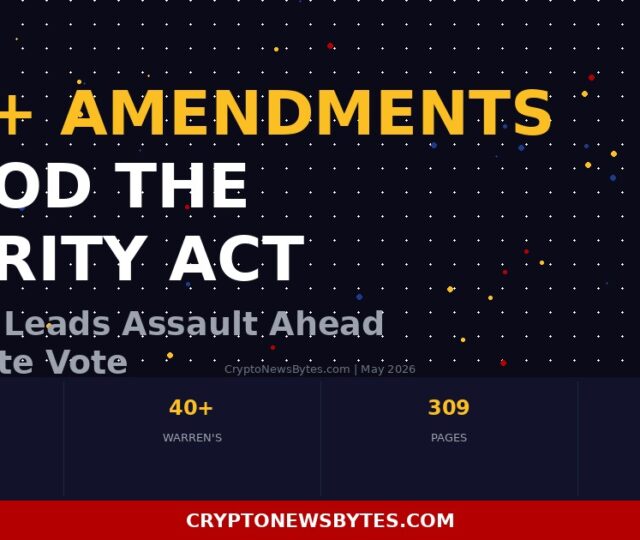 Elizabeth Warren leads 100+ amendments to the CLARITY Act ahead of May 14 Senate Banking Committee markup vote