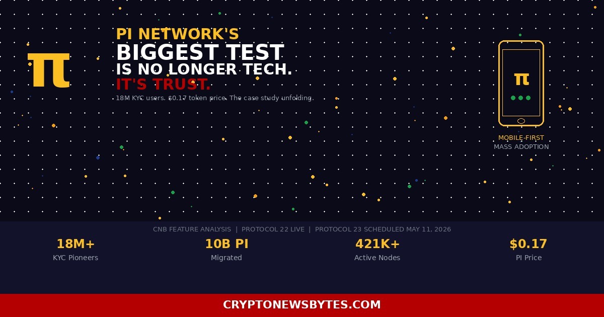 Pi Network 2026 feature analysis showing mainnet migration KYC verified users Protocol 22 upgrade and the trust test ahead