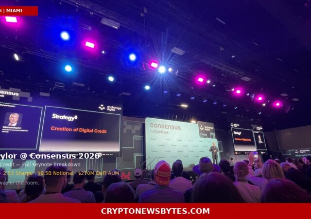 Michael Saylor Presenting Bitcoin Vs Traditional Banking Performance Data at Consensus 2026 Miami  Cryptonewsbytes