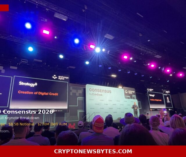 Michael Saylor Presenting Bitcoin Vs Traditional Banking Performance Data at Consensus 2026 Miami  Cryptonewsbytes