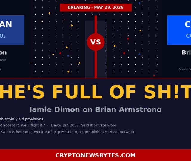 Pmorgan Ceo Jamie Dimon Calls Coinbase Ceo Brian Armstrong Full of Shit over Clarity Act Stablecoin Lobbying May 2026  Cryptonewsbytes