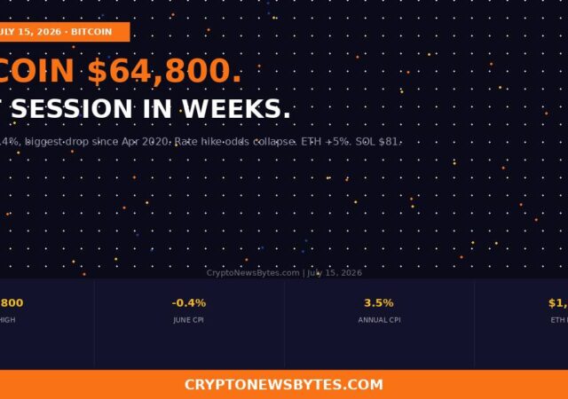 Bitcoin $64,800: June CPI Drops Most Since 2020, Fed Hike Odds Collapse