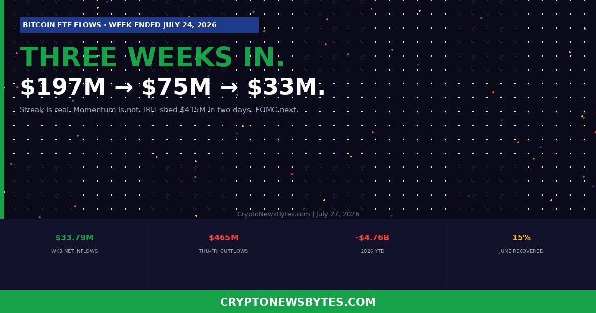 Bitcoin Etfs Log Three Weeks of Inflows Each Week Smaller Than the Last