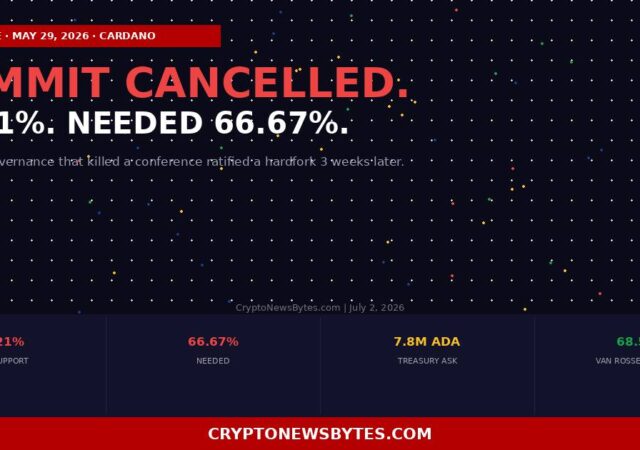Cardano Summit 2026 is Cancelled the Governance System That Killed It Just Ratified a Hardfork Three Weeks Later