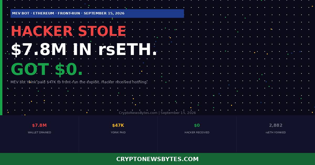 a Hacker Stole 8m in Rseth a Bot Named Yoink Stole It Back First and Hacker Went Back with Mev bot yoink front runs hacker 7 8 million rseth exploit hacker gets nothing featured