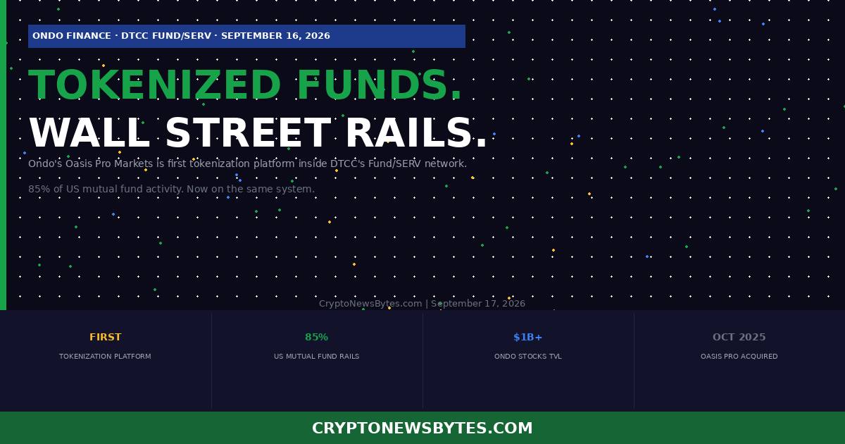 Ondo Finance Just Connected Tokenized Funds to Dtccs 85 of Us Mutual Fund Infrastructure Here is What That Means