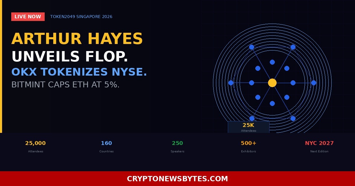 Token2049 Singapore 2026 Day 1 Arthur Hayes Unveils Flop Okx nyse File to Tokenize 63 Stocks Bitmine Caps Eth at 5