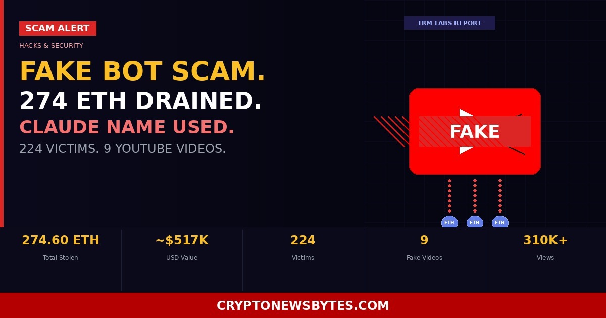 Fake Claude Arbitrage Bot Youtube Tutorials Tricked 224 Victims into Deploying Their Own Drainers Netting 274 Eth